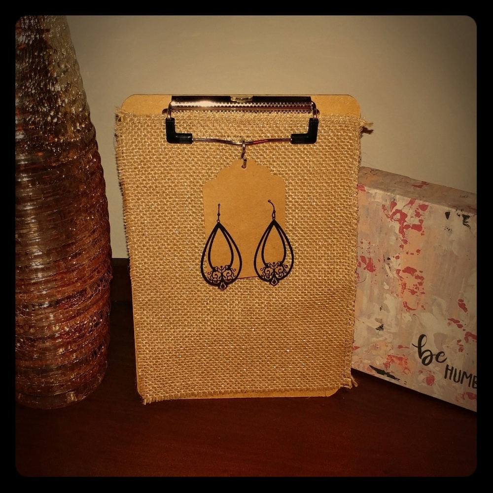 Matte Black Filigree Earrings